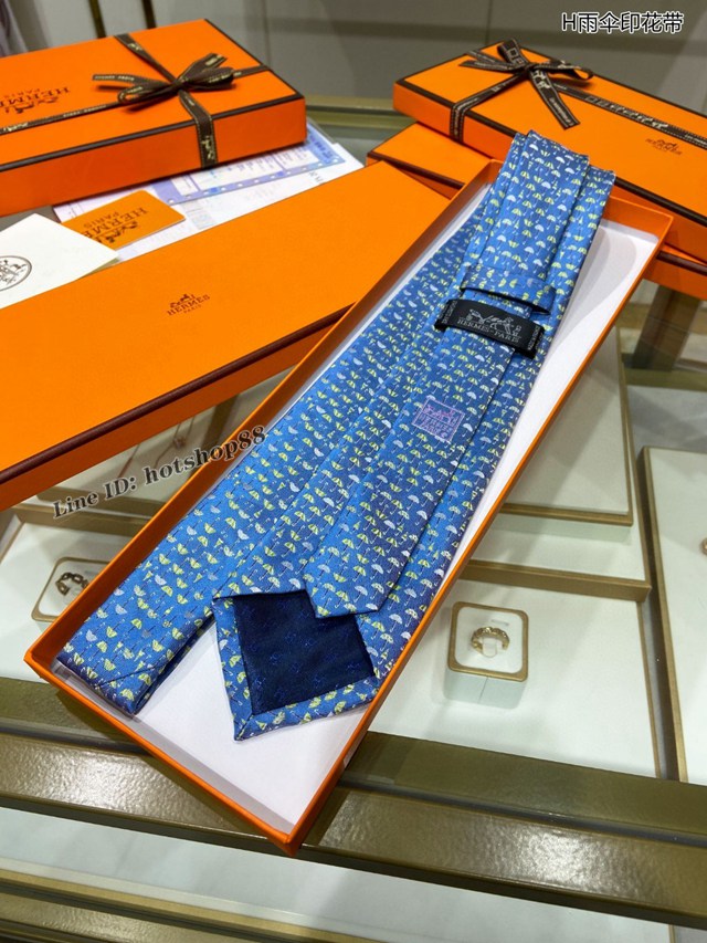 Hermes專櫃新款愛馬仕男士領帶系列H雨傘印花領帶 mmyj1324